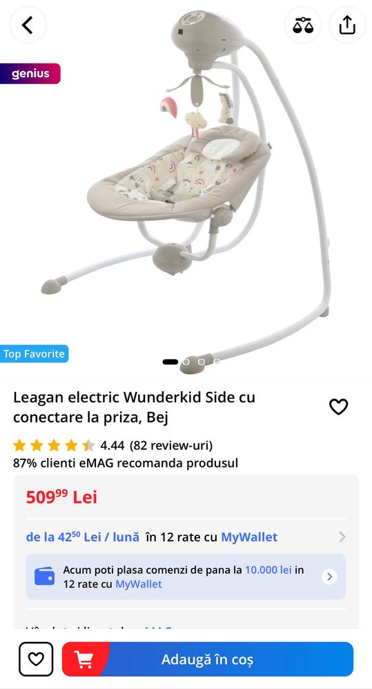Leagan electric pentru bebelusi (balansoar)