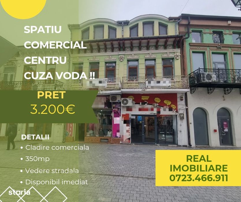 Spatiu comercial 350mp, P+1+M in centrul orasului !