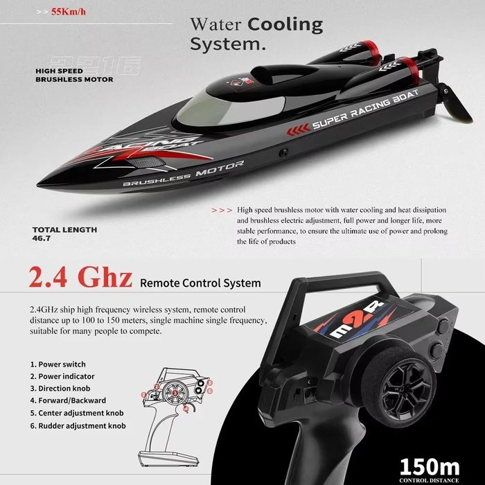 Lightning Racer – Бърза RC лодка 55 км/ч за водни приключения