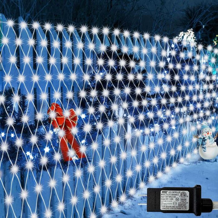 Коледни външни лампички професионална LED мрежа 6м х 4м студено бяла