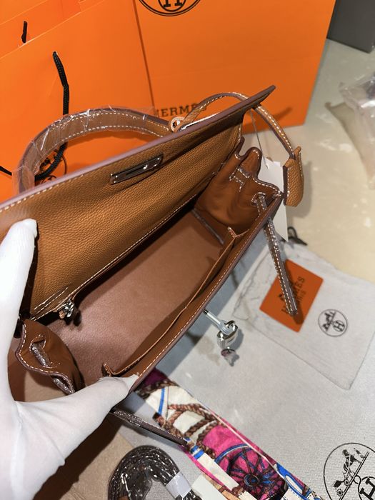 Geanta Hermes Kelly 28cm Maro/accesorii silver