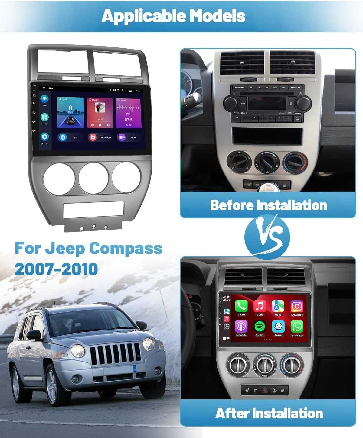 Мултимедия Двоен дин за Jeep Compass Dodge Caliber навигация Android