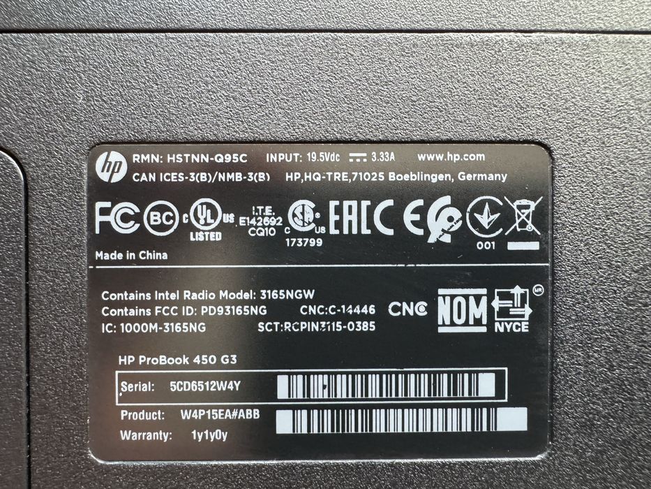HP Probook 450 G3 I7 Core