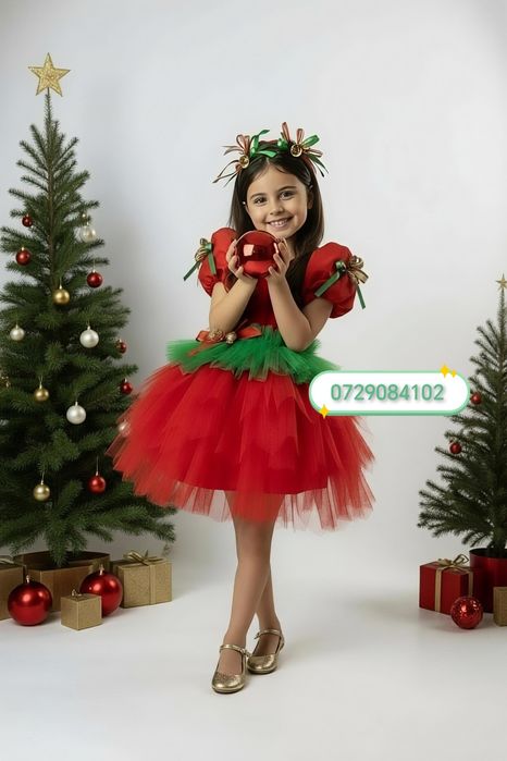 Spiridus elf costum fetite Crăciun serbare made  în România