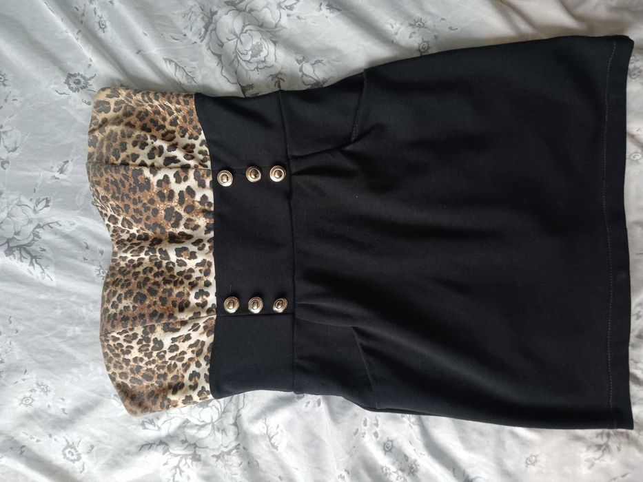 Черна леопардова рокля