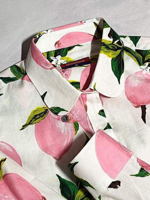 Женские рубашки гавайские с длинным рукавом и ярким принтом лимоны