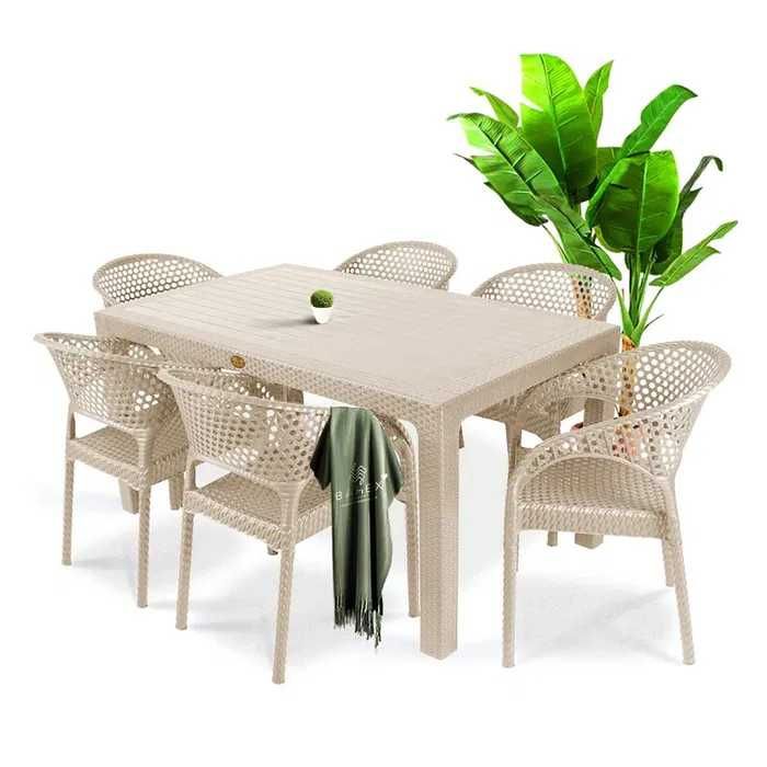 Комплект маса + 6 или 4 стола ратан 5 цвята и размери маси мод.11