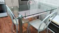 Продам стеклянный кухонный стол со стульями