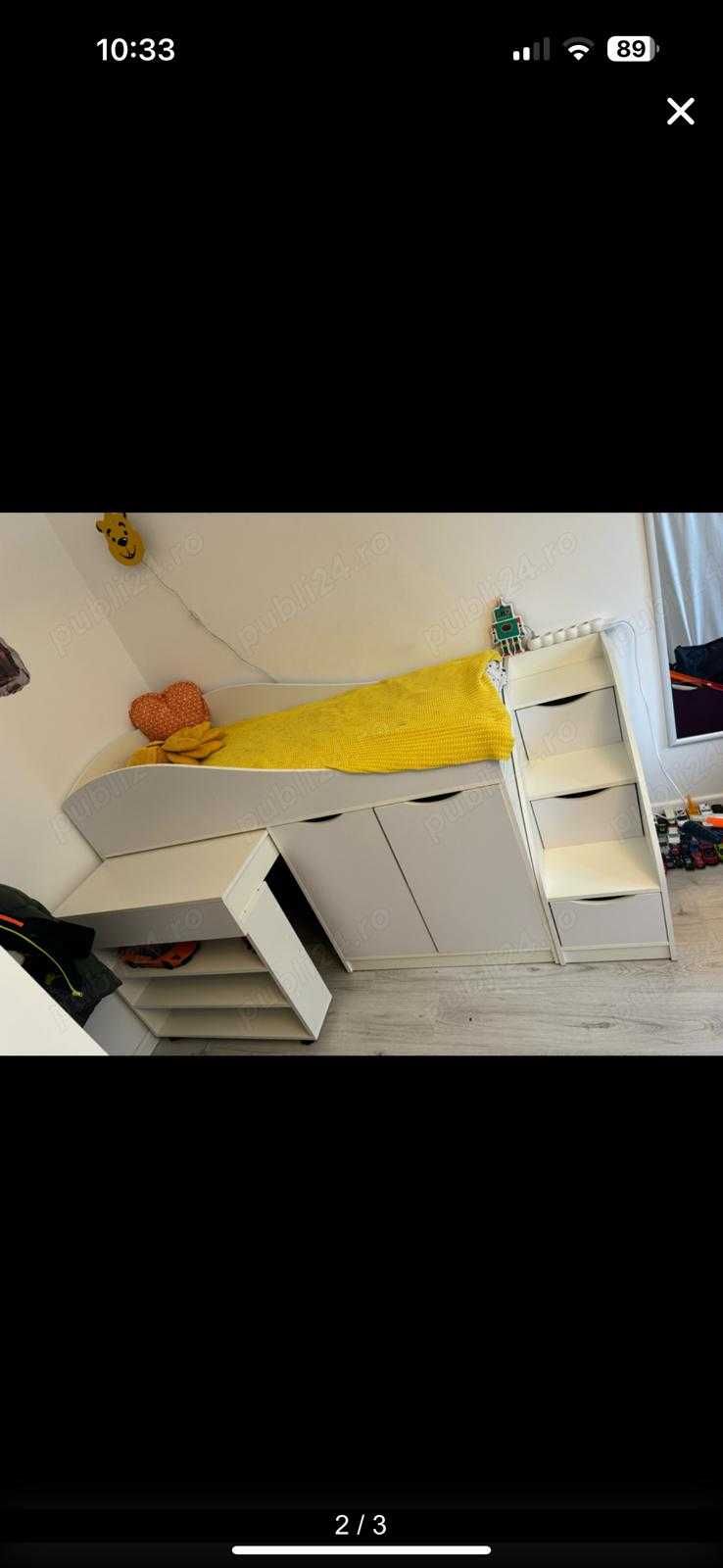 Pat copii 1-12 ani cu birou