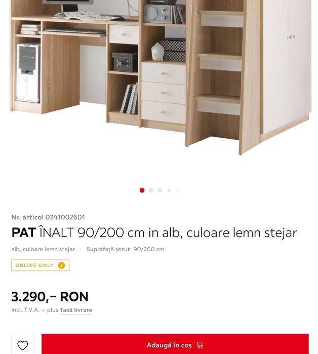 2 seturi de mobila cu paturi suprapuse cu birouri și șifoniere
