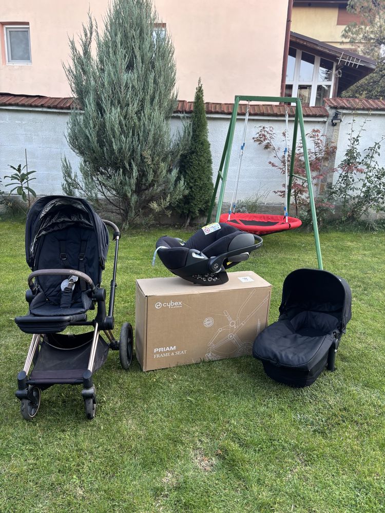 Cybex priam Gold Rose пълен комплект, летен кош и база за кола