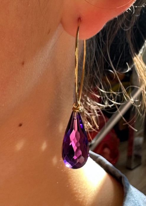 Золотые серьги с аметистами