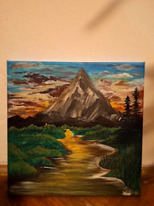 Vând tablouri pictate pe pânză cu acrilice și pastă texturată