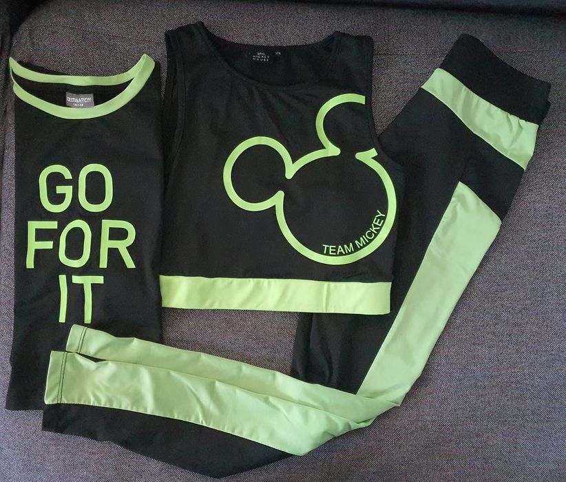 Costum sport gimnastica sala fete, 158-164, Mickey Mouse, top, colanti