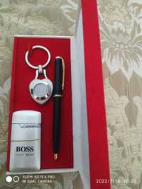 Подарочный набор ручка брелок _часы и зажигалка