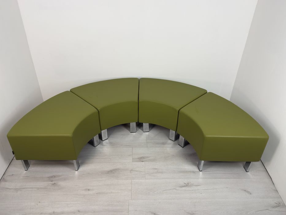 Зелен закръглен табуретен стол със изкуствена кожа метални крака хром