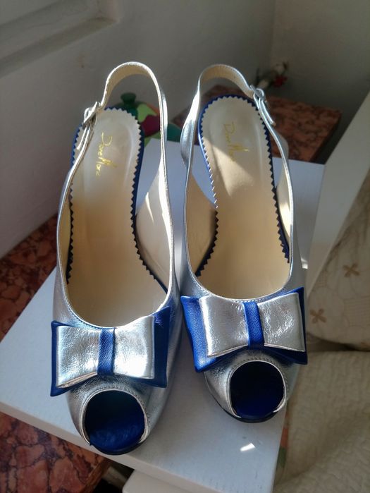 SANDALE argintii din piele nr 37