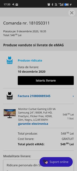Monitor curbat Samsung