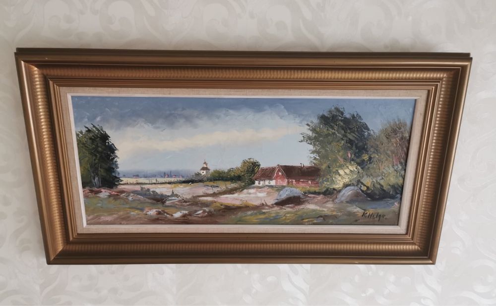 Антикварна картина на платно с маслени бои автор КАРЛ ХЕЛГО подписана