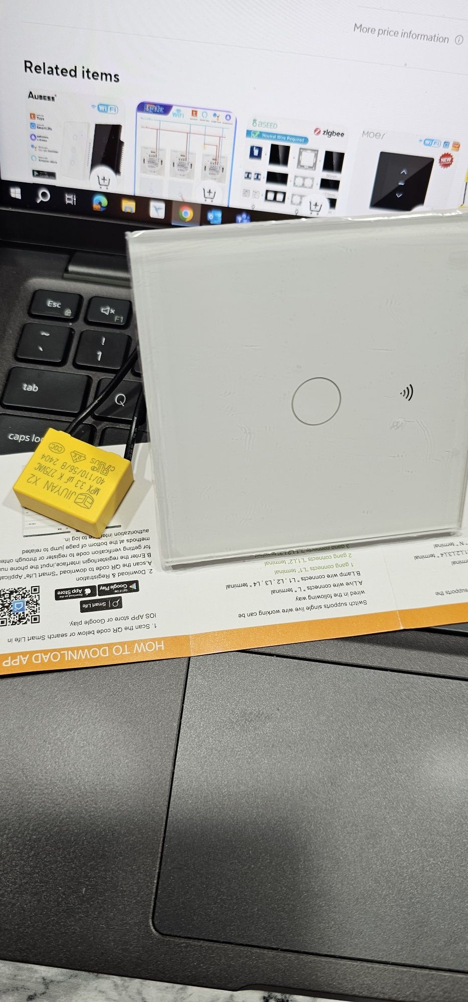 Intrerupator tactil inteligent cu wifi dublu