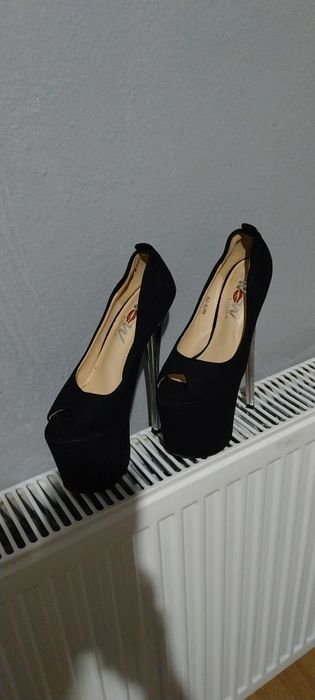 Pantof club negri catifea noi