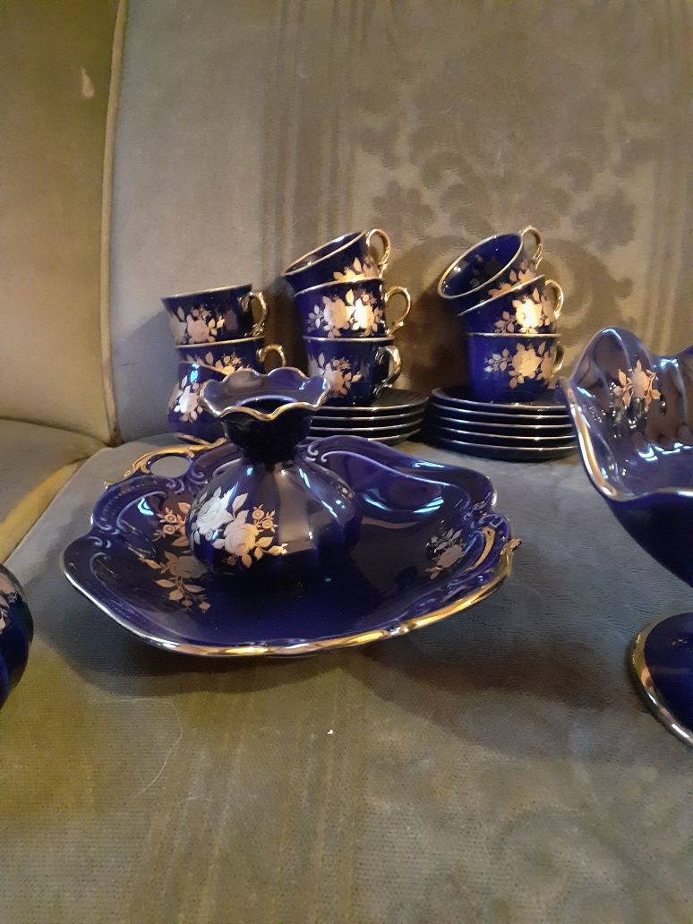 Set porțelan Bavaria cobalt cu aur 24k