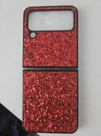 Husa Samsung Galaxy Flip 4 roșu cu sclipici