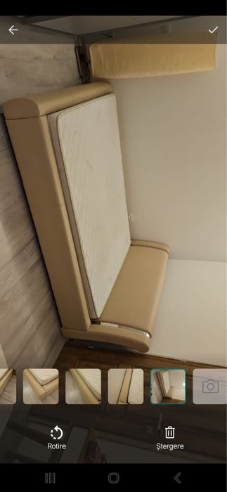 Pat tapitat crem 160x200 cu saltea