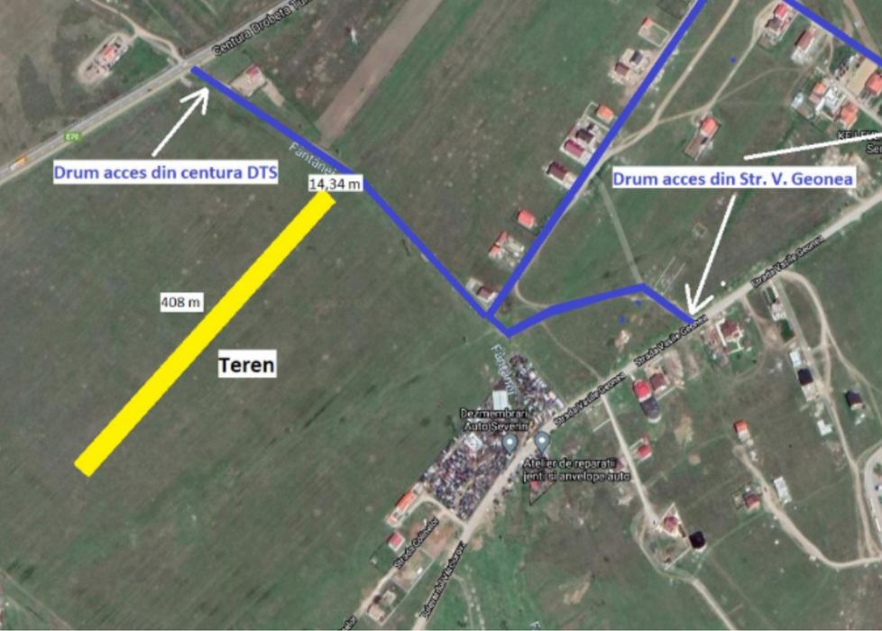 Vand teren intravilan centura DT Severin 5838 mp Front 14,34 m