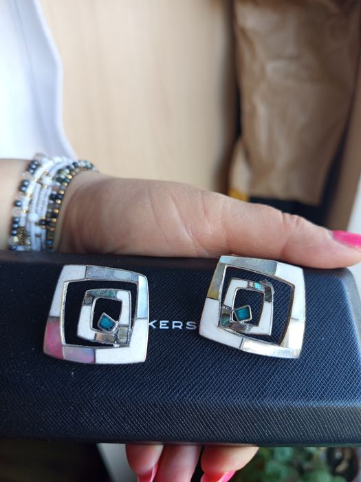 Ръчно изработени, седефени обеци