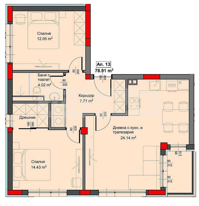 Продава се Тристаен апартамент в Варна, Аспарухово - 90 кв.м за 1145 €/кв.м - Снимка #3