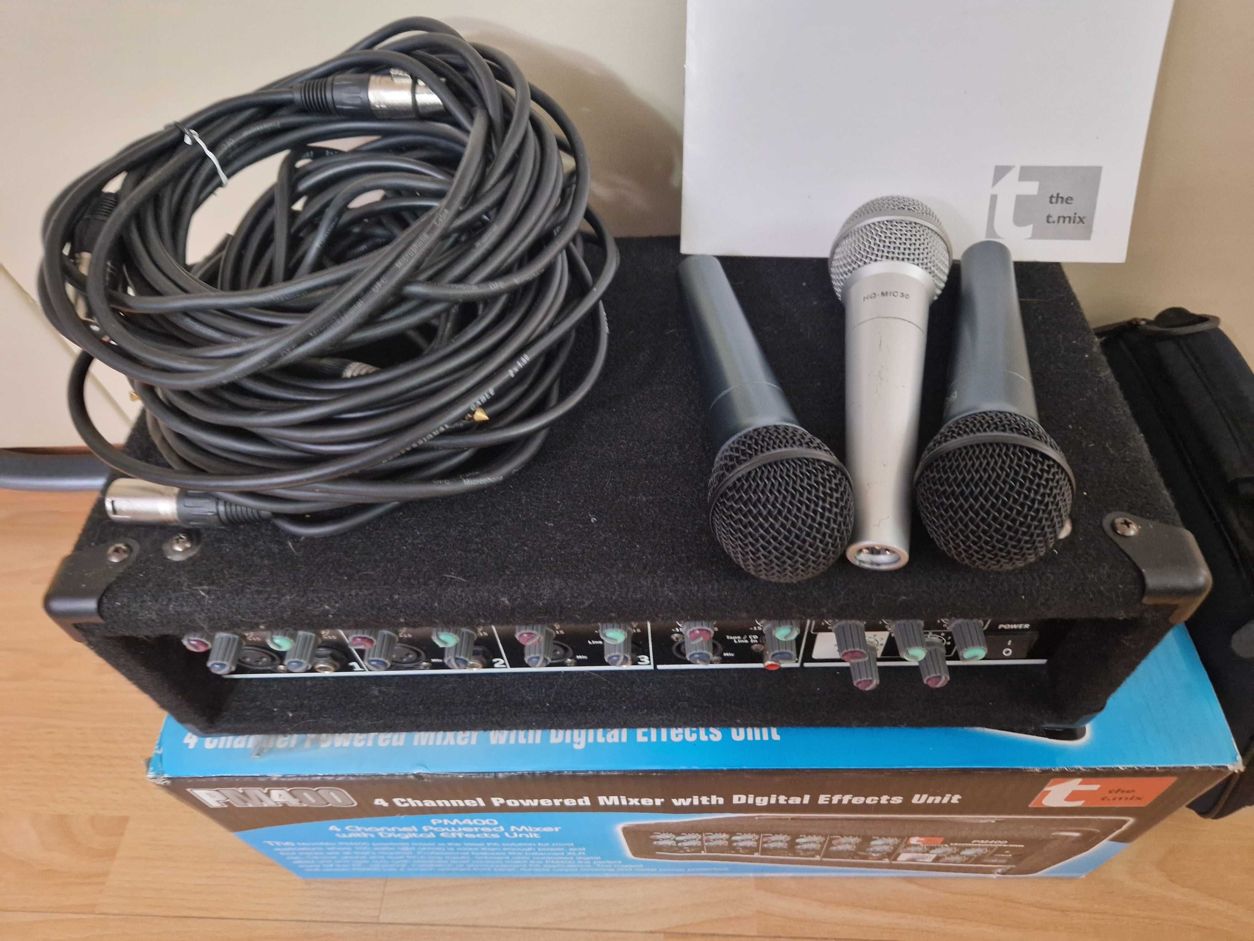 Set amplificator mixer 150 Watt si 3 microfoane fir