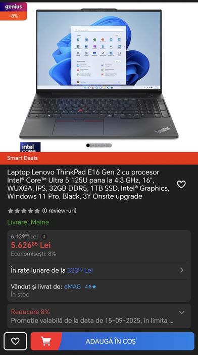 ThinkPad E16 gen 2 (ultra 5) 25gb ddr5 1tb ssd+Neural Procesor