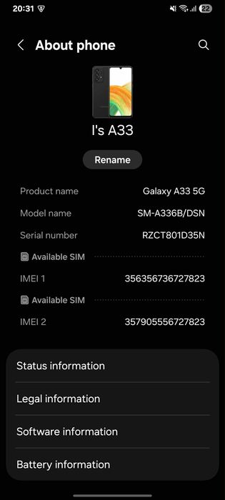 Samsung A33 5G UI GALAXY