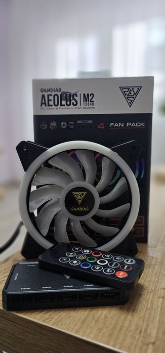 Set 4 ventilatoare ARGB 120mm full kit controller + Telecomandă