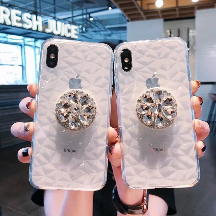 Husa din silicon si suport cu pietricele pt Iphone XR , XS Max