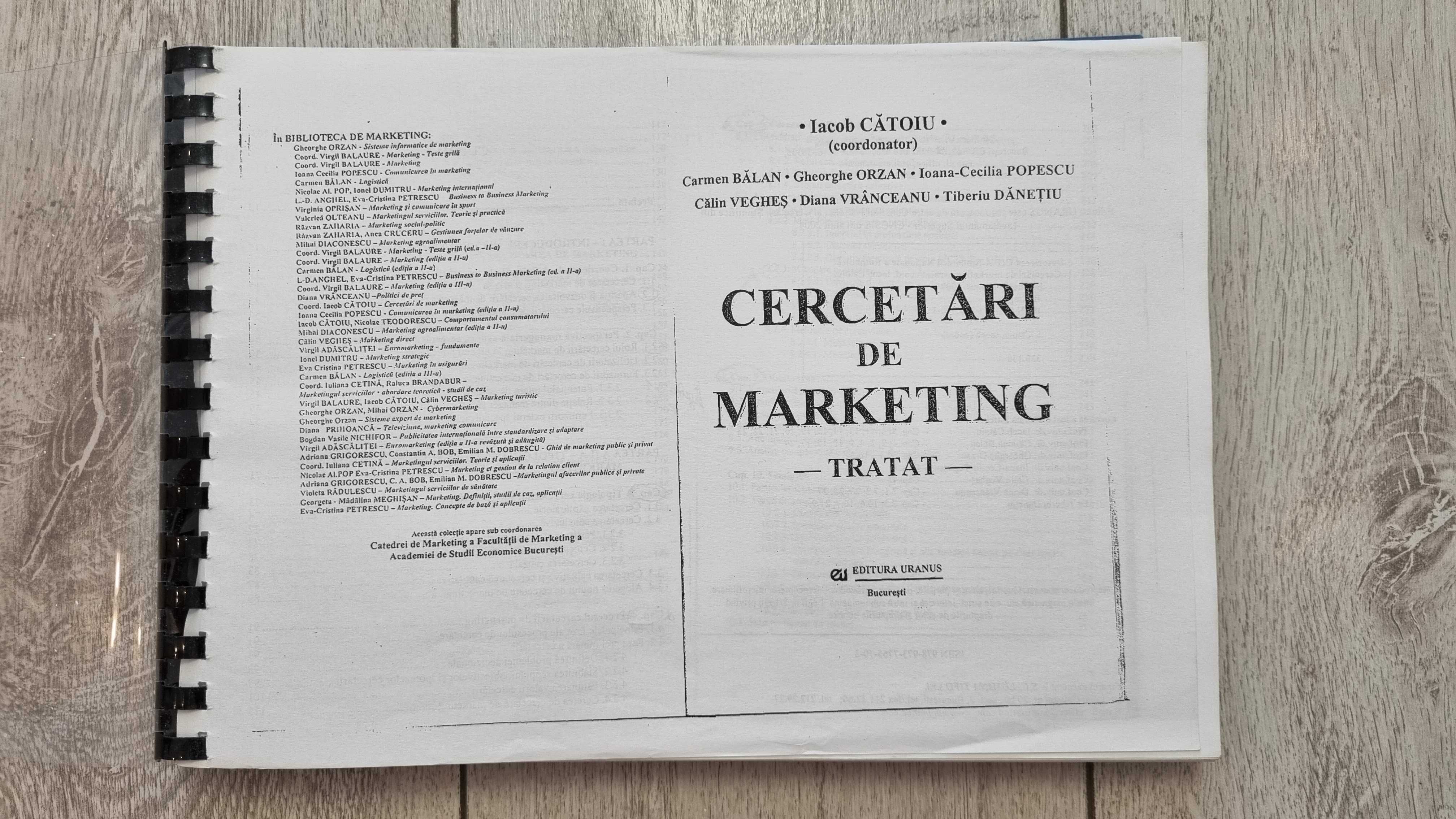 Cercetari de Marketing - Tratat (de Iacob Catoiu)