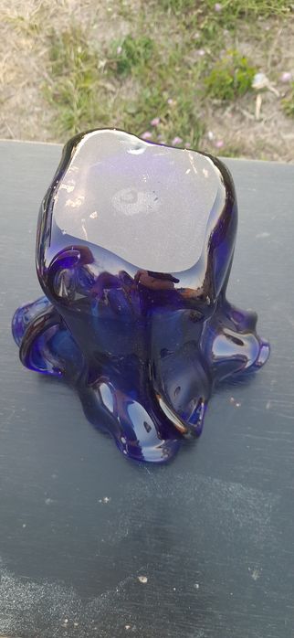 Vaza cristal albastru, vaza vintage