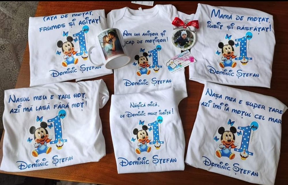 Set Aniversar 1An Tricouri Personalizate Mamă Fiică Tată Fiu 1 anișor