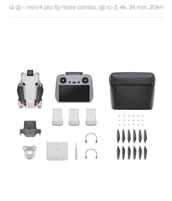 Drona/Noua DJI - Mini 4 Pro Fly More Combo, DJI RC-2, 4K, 34 min, 20km
