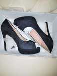 Vand pantofi Roberto Venuti, piele intoarsa, negri, toc 12 cm.