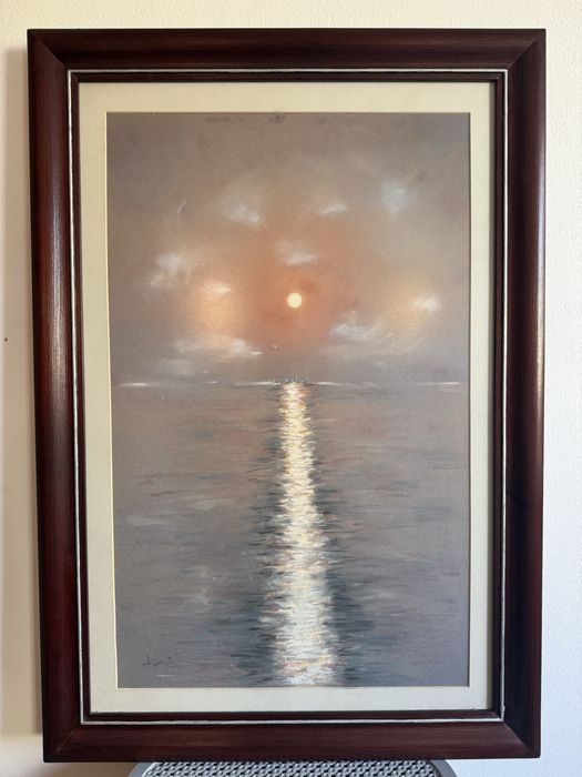 Оригинална пастелена картина, с рамка от масивно дърво