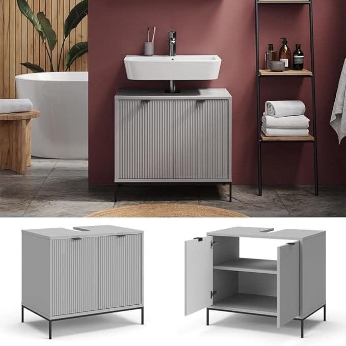Шкаф за мивка Vicco Eliza, сив, 70 x 63 см с врати и чекмедже