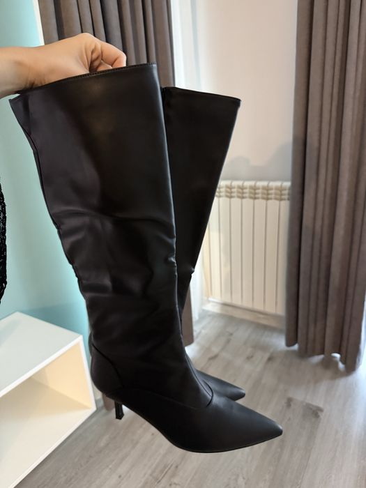 Дамски ботуши тънък ток- 41