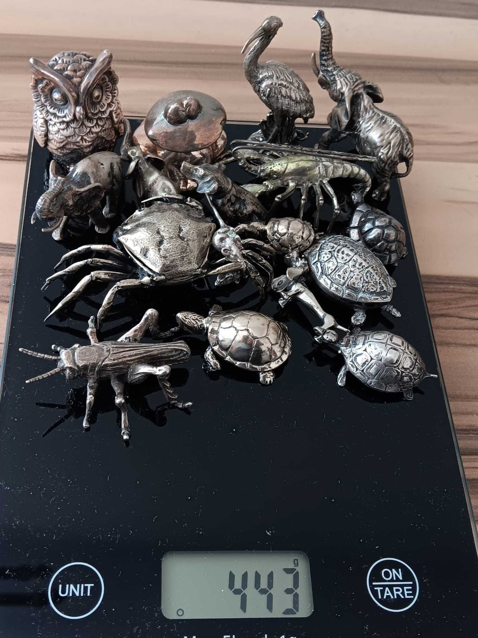 Lot 443 gr miniaturi animale deosebite vintage argint masiv