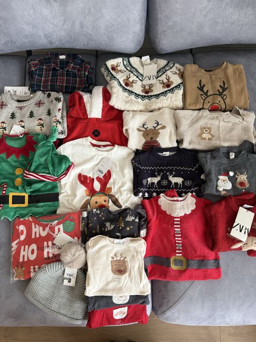 Коледни дрешки за бебе и малко дете, нови и като нови на Next и Zara