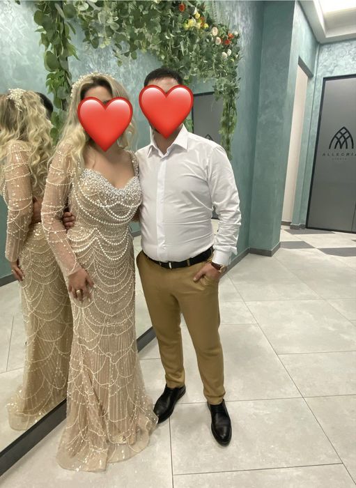 rochie tip sirena batuta in perle si margele