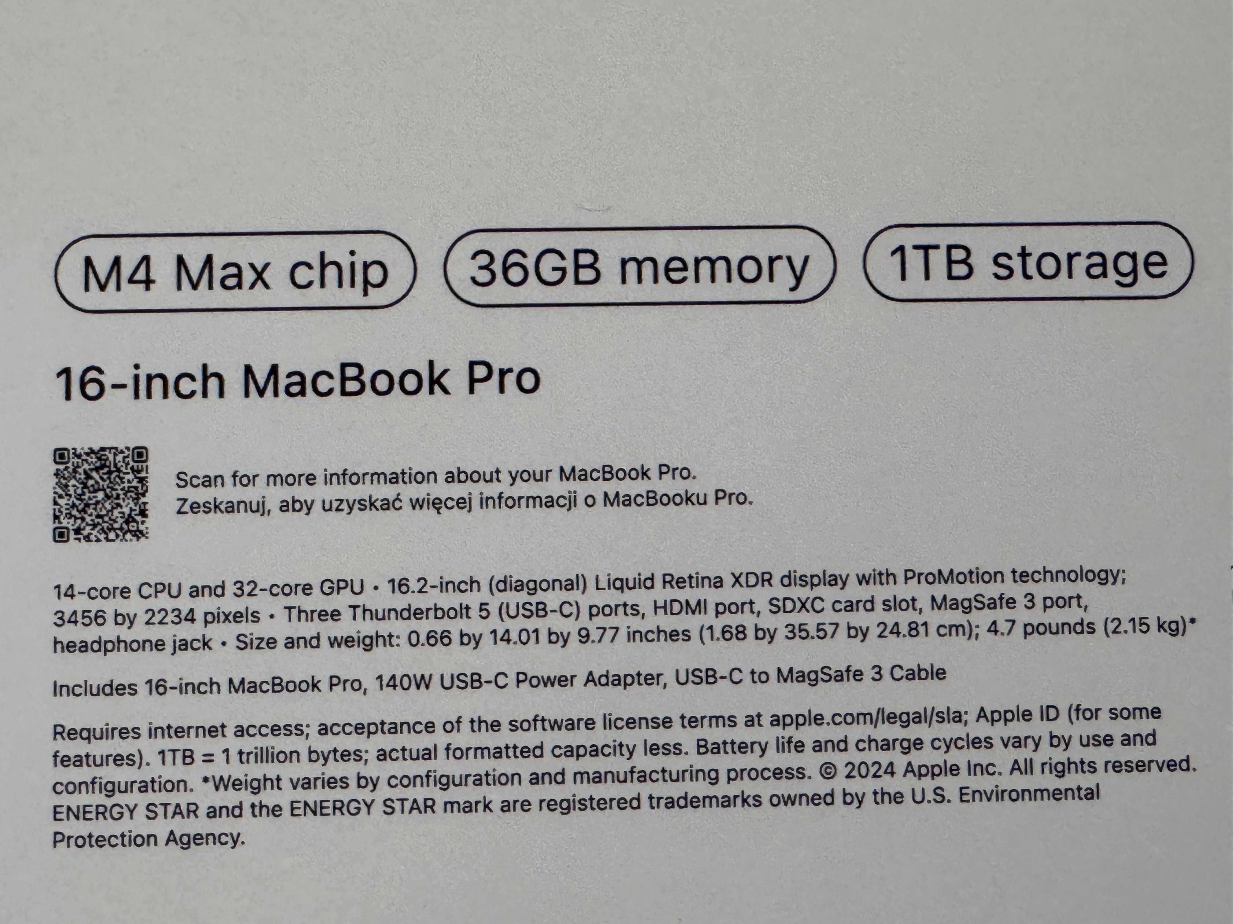 НОВ!MacBook Pro 16 M4 MAX`14 CPU/32 GPU/36GB RAM/1TB SSD/1г Гаранция