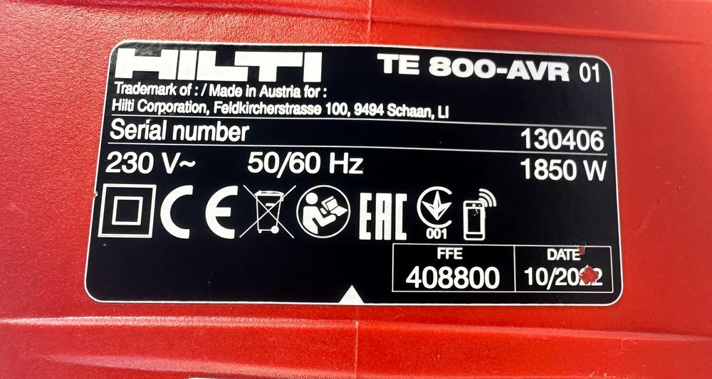 Hilti TE 800-AVR - Мощен чист къртач 1850W 21J перфектен!