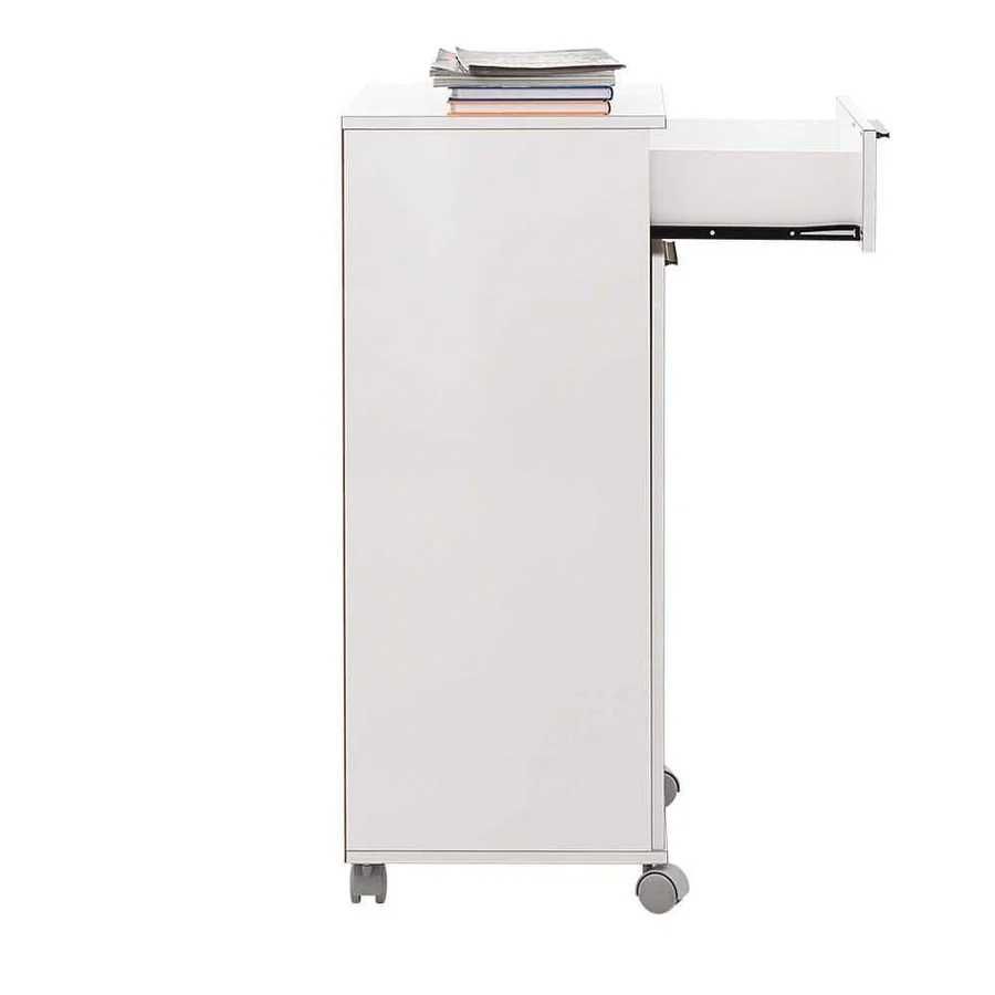 Corp Mobil, cu usa, sertar si rotile, Alb, 50 x 100 x 40 cm